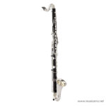 Bass clarinet standing upright on a white background, showing a curved neck and silver keys ลดราคาพิเศษ