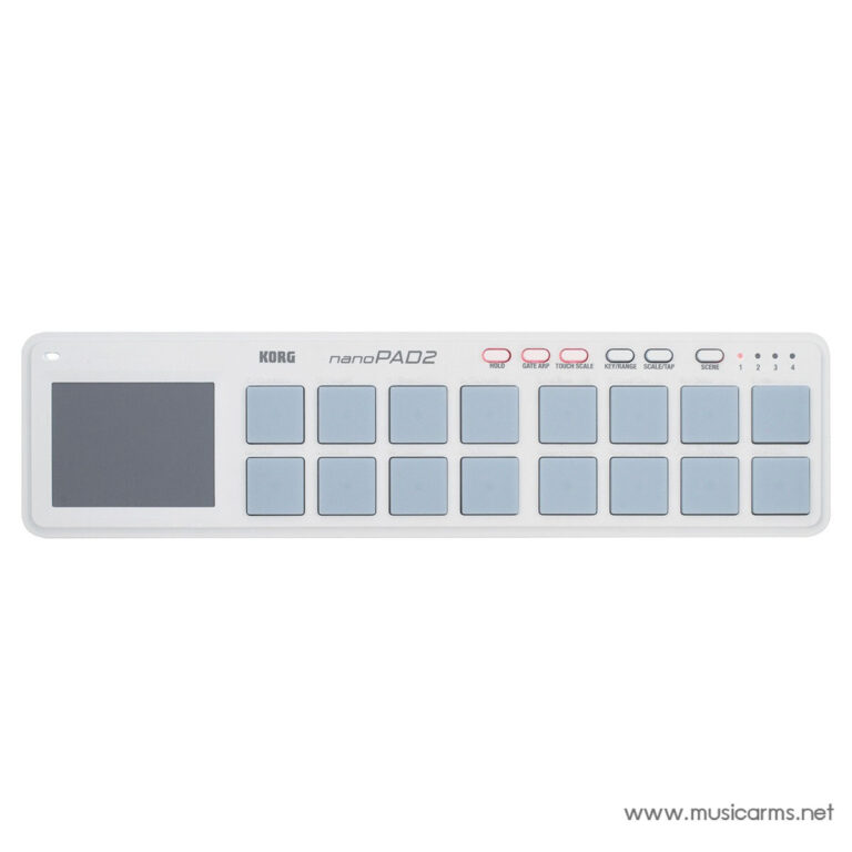 Korg nanoPAD2 MIDI pad controller featuring 16 blue pads and a large left-hand display panel for music sequencing and control. ขายราคาพิเศษ