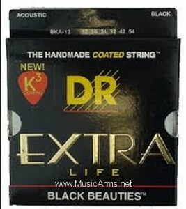 DR BKA-12 Extra Life Black Beauties Medium Acoustic Guitar Stringsราคาถูกสุด