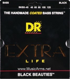 DR BKB5-45 Black Beauties Coated Steel Medium 5-String Bass Stringsราคาถูกสุด