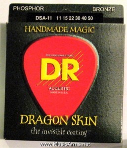 DR DSA-11 Dragonskin K3 Coated Medium Lite Acoustic Guitar Stringsราคาถูกสุด
