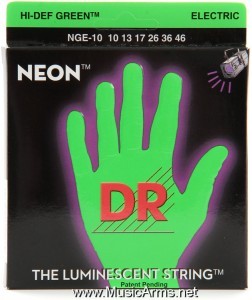 DR NGE-10 Neon Hi-Def Green K3 Coated Medium Electric Guitar Stringsราคาถูกสุด