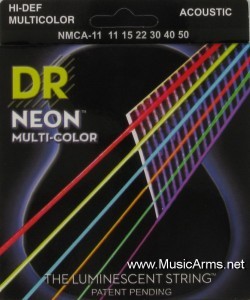 DR NMCA-11 Neon Multi-Color K3 Coated Acoustic Guitar Stringsราคาถูกสุด