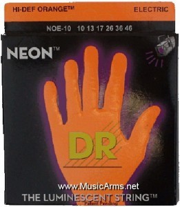 DR NOE-10 Neon Hi-Def Orange K3 Coated Medium Electric Guitar Stringsราคาถูกสุด