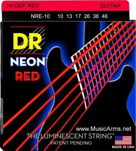 DR NRE-10 Neon Hi-Def Red K3 Coated Medium Electric Guitar Stringsราคาถูกสุด