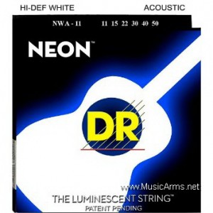 DR NWA-11 NEON Hi-Def Phosphorescent White Medium-Lite Acoustic Guitar Stringsราคาถูกสุด