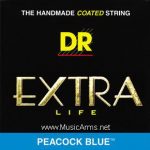 DR PBA-11 Peacock Blue Extra Life Medium-Lite Acoustic Guitar Strings ลดราคาพิเศษ