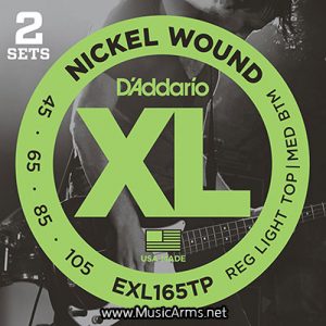 D’Addario EXL165TP Nickel Wound Bass Guitar Strings, Custom Light, 45-105, 2 Sets, Long Scaleราคาถูกสุด