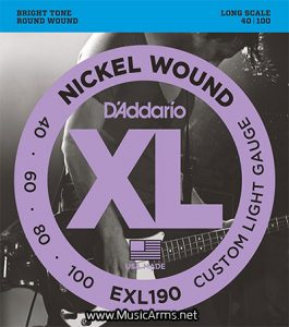D’Addario EXL190 Nickel Wound Bass Guitar Strings, Custom Light, 40-100, Long Scaleราคาถูกสุด