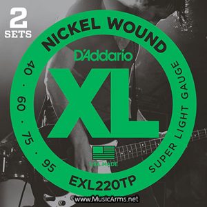 D’Addario EXL220TP Nickel Wound Bass Guitar Strings, Super Light, 40-95, 2 Sets, Long Scaleราคาถูกสุด