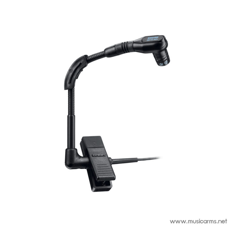 Lavalier microphone with a flexible gooseneck and a clamp-style mount for attaching to a camera or stand, branded Shure Beta 58A ขายราคาพิเศษ