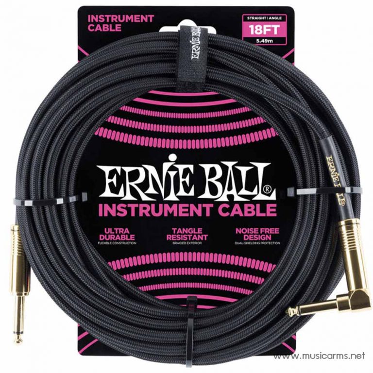 Ernie Ball Instrument Cable 18 ft. แบบถัก สี Black