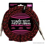 Ernie Ball 25 Feet Straight Angle Braided Instrument Cables Red Black ลดราคาพิเศษ