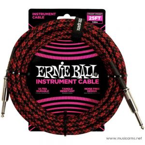 Ernie Ball 25 Feet Straight / Angle Braided Instrument Cables สายแจ็ค 25 ฟุตราคาถูกสุด
