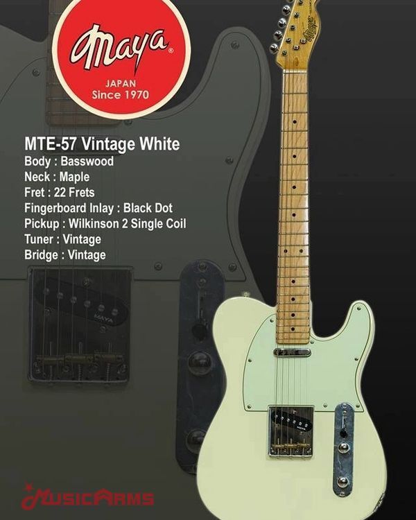 Maya MTE-57 กีตาร์ไฟฟ้า สี Vintage White