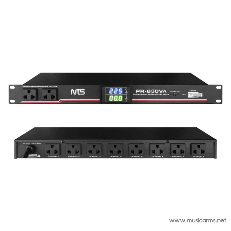 Eight-channel rack-mount power distribution unit with front digital voltage/current meters and a power switch on the front panel. ขายราคาพิเศษ