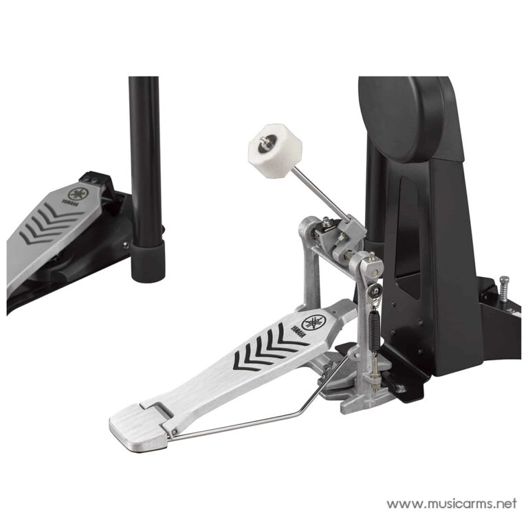 Metal kick drum pedal with beater and linkage, used to strike the bass drum on a drum kit (Yamaha branding visible). ขายราคาพิเศษ