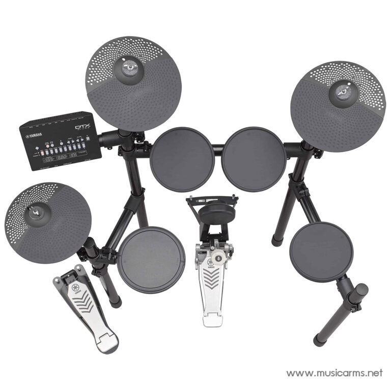 Electronic drum kit with multiple pads, cymbals, pedals, and a control module on a white background ขายราคาพิเศษ