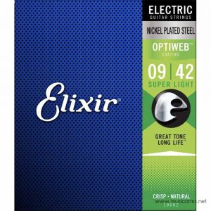 Elixir 19002 Electric NPS Optiweb Super Light 09-42 สายกีตาร์ไฟฟ้าราคาถูกสุด | Elixir