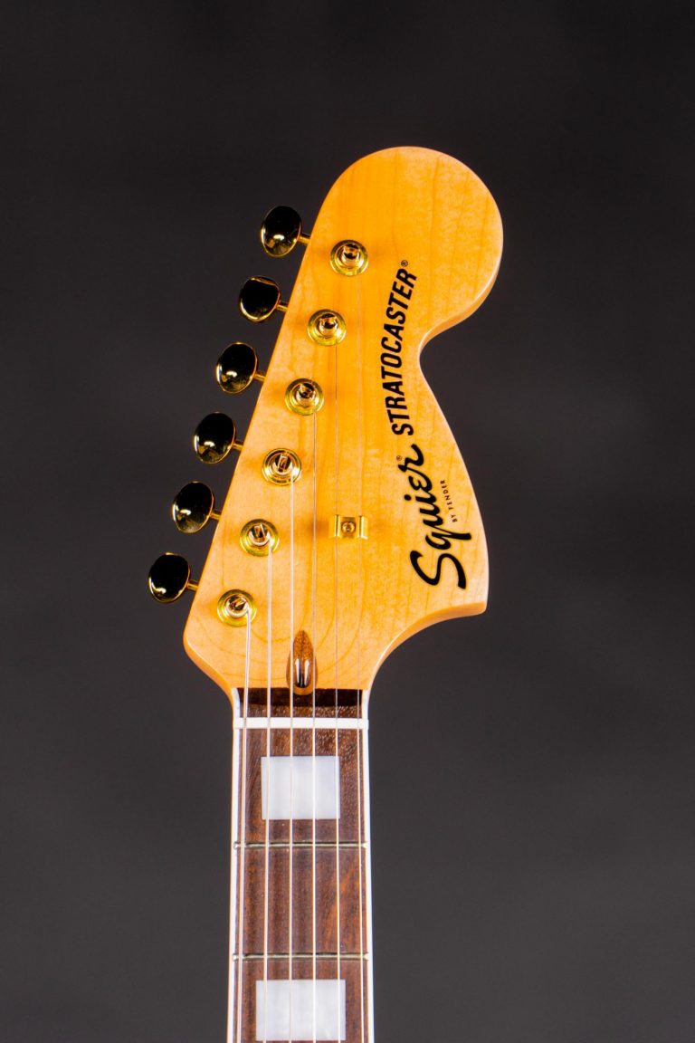 Squier 40th Anniversary Stratocaster Gold Edition Ruby Red Metallic Head ขายราคาพิเศษ