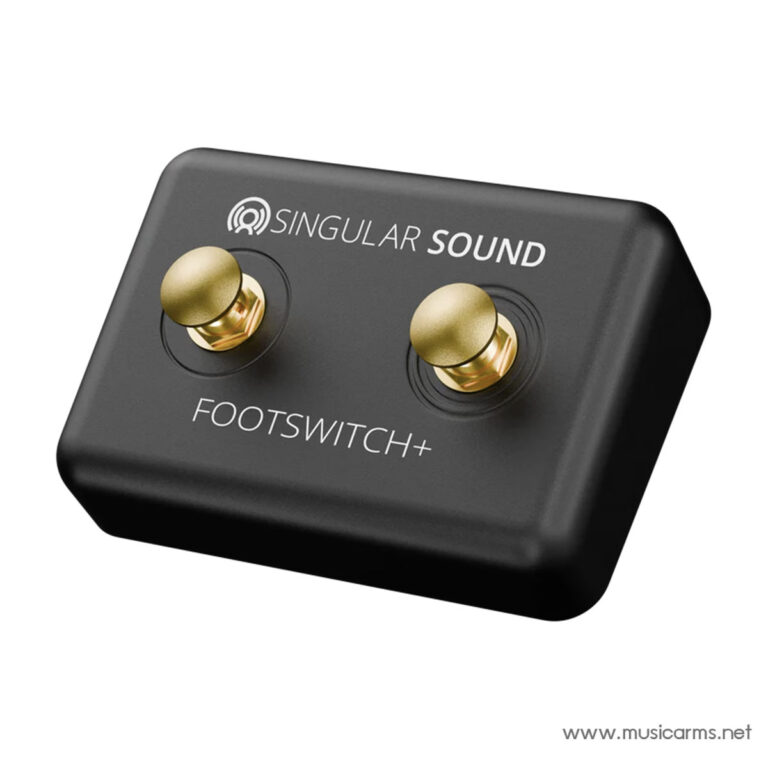 Dual-footswitch pedal by Singular Sound, black rectangular pedal with two gold knobs labeled Footswitch+. ขายราคาพิเศษ