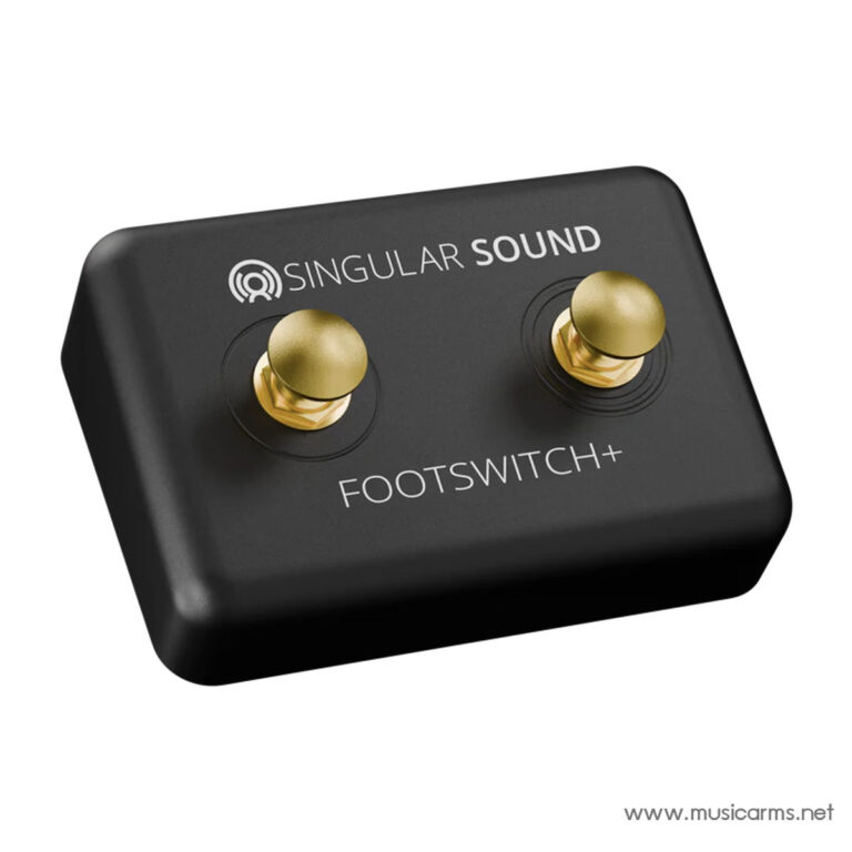 Dual footswitch pedal: black rectangular unit with two gold pedals, labeled Singular Sound Footswitch+. ขายราคาพิเศษ