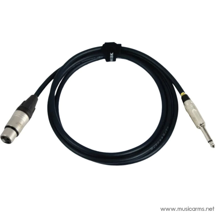 Audio cable with a 3-pin XLR female connector on one end and a 1/4-inch TS plug on the other end, coiled and strapped with a Velcro tie. ขายราคาพิเศษ