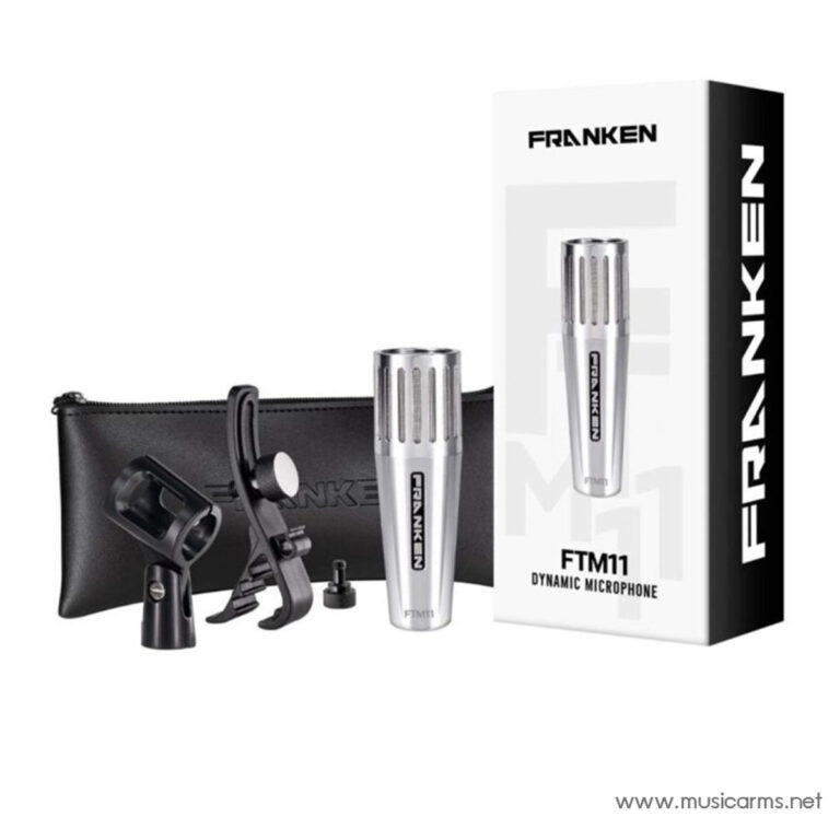 Franken FTM11 dynamic microphone with shock mount, clip, pouch and box packaging shown (studio kit) ขายราคาพิเศษ