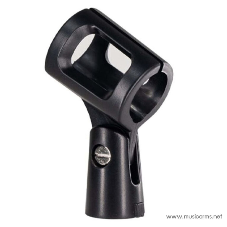 Black microphone clip/mount with an adjustable swivel for attaching a microphone. ขายราคาพิเศษ