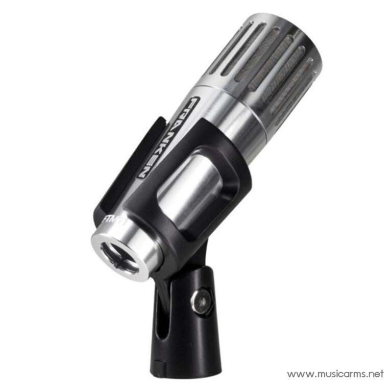 Studio microphone mounted on a black adjustable stand, angled upward for recording ขายราคาพิเศษ