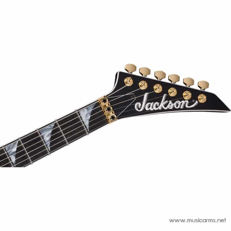 Jackson MJ Series Rhoads RR24MG Electric Guitar in Black with Yellow Pinstripes head ขายราคาพิเศษ