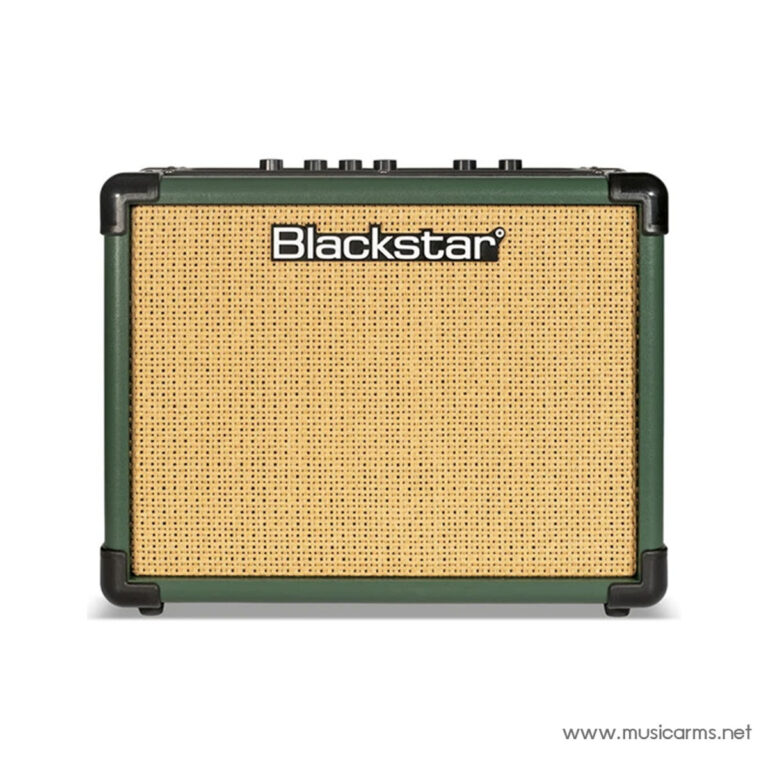 Compact Blackstar guitar amplifier with green cabinet and yellow woven grille, corner protectors visible ขายราคาพิเศษ