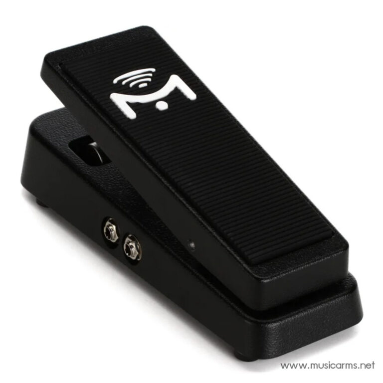 Black wireless footswitch pedal with a textured top and a white wireless-icon logo, used to trigger effects or sustain; side shows two metal jacks. ขายราคาพิเศษ