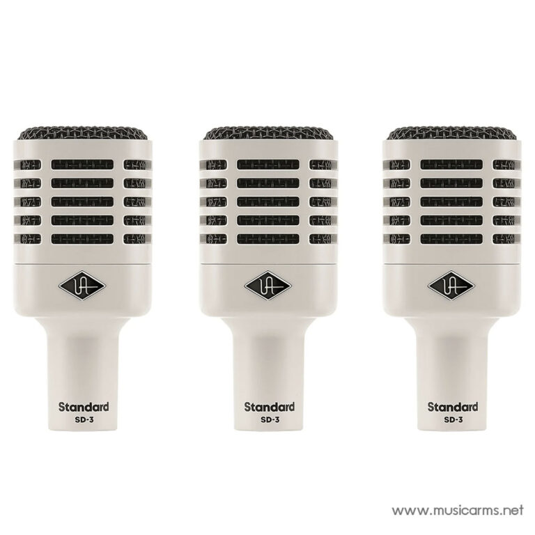Three beige SD-3 studio microphones lined up against a white background with black grill details. ขายราคาพิเศษ