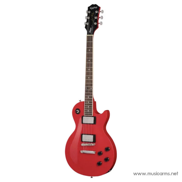 Red Epiphone electric guitar with two humbucker pickups on a white background ขายราคาพิเศษ