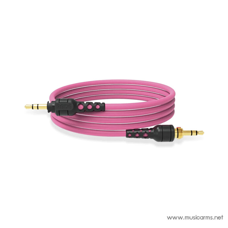 Pink coiled 3.5mm stereo audio cable with gold-plated connectors on both ends ขายราคาพิเศษ