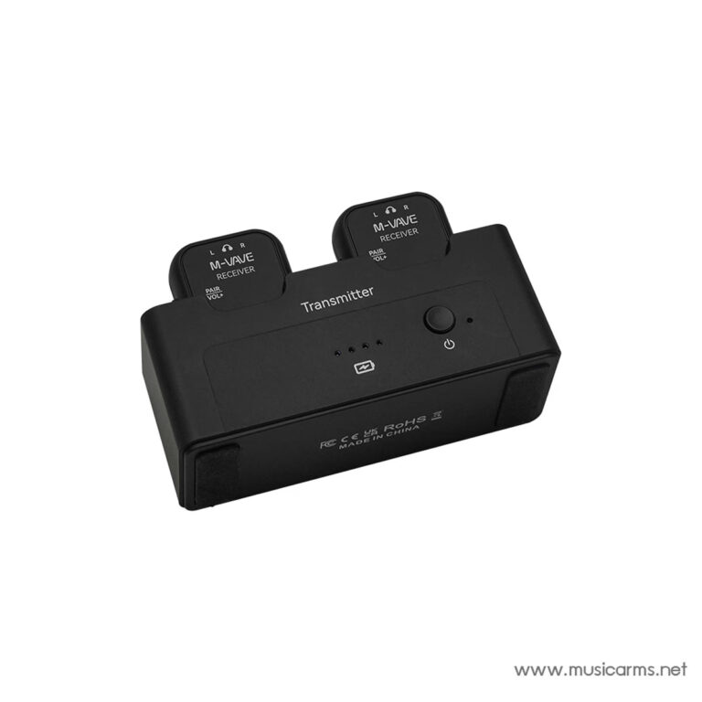 Black wireless audio transmitter with two attached receivers labeled L and R (dual-channel setup). ขายราคาพิเศษ