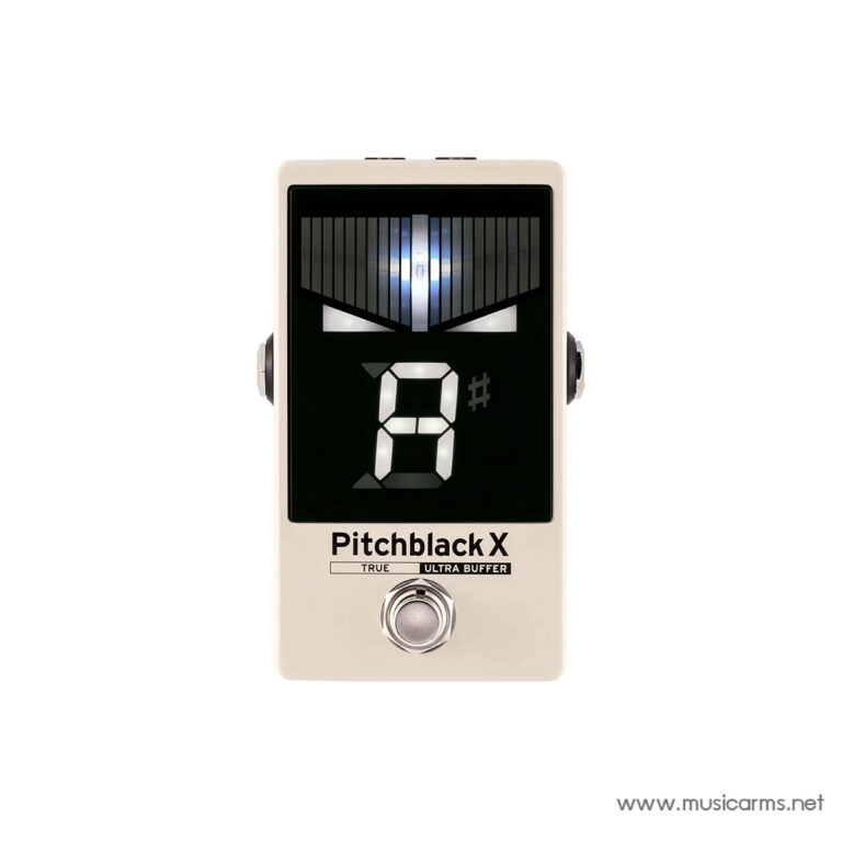 Pitchblack X guitar tuner pedal: beige housing, digital display showing 5, with footswitch and logo underneath ขายราคาพิเศษ