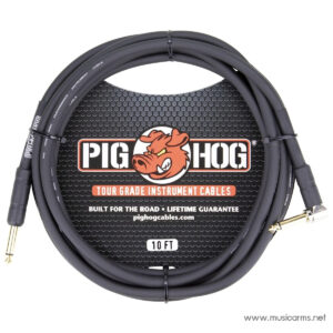 Pig Hog 10ft 1/4″ – 1/4″ Right angle 8mm Instrument Cableราคาถูกสุด