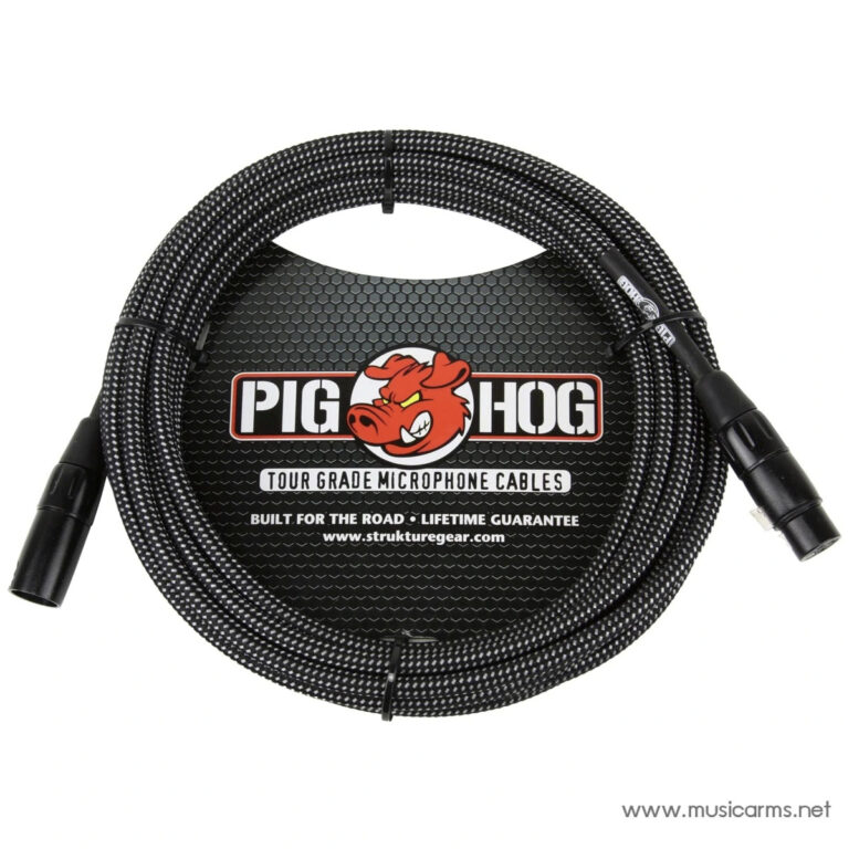 Pig Hog Black & White Woven Mic Cable, 20ft XLR Microphone Cable ขายราคาพิเศษ