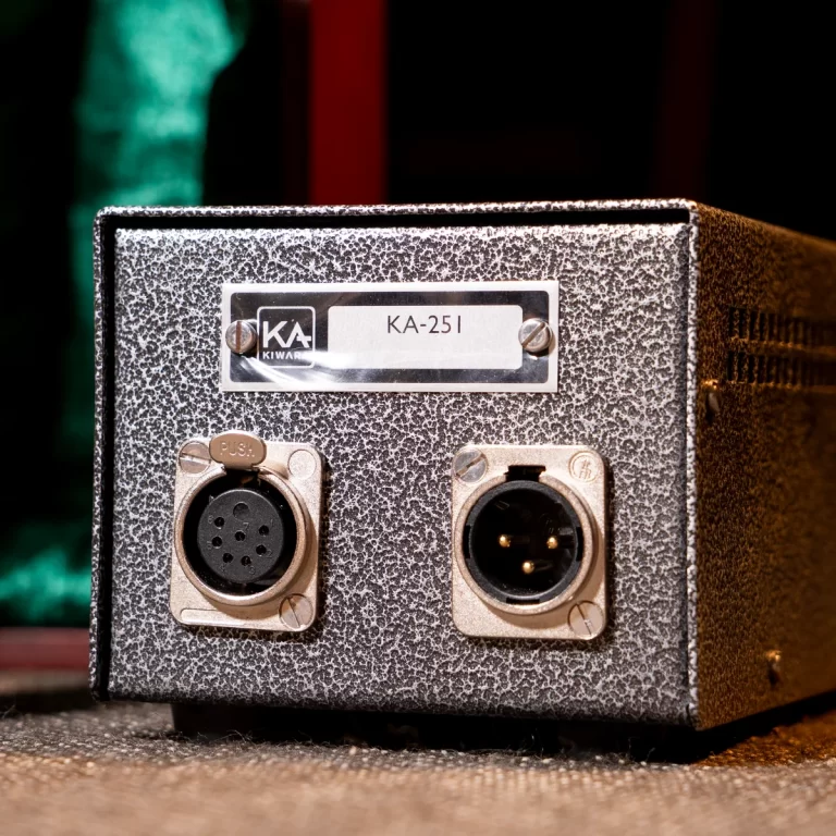 Front view of a textured metal equipment box with two 3-pin XLR connectors and a KA-251 label on the plate. ขายราคาพิเศษ