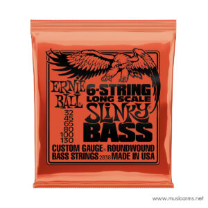 Ernie Ball Slinky Nickel Wound Long Scale 6-String Electric Bass Strings 32-130 Gauge สายเบสราคาถูกสุด