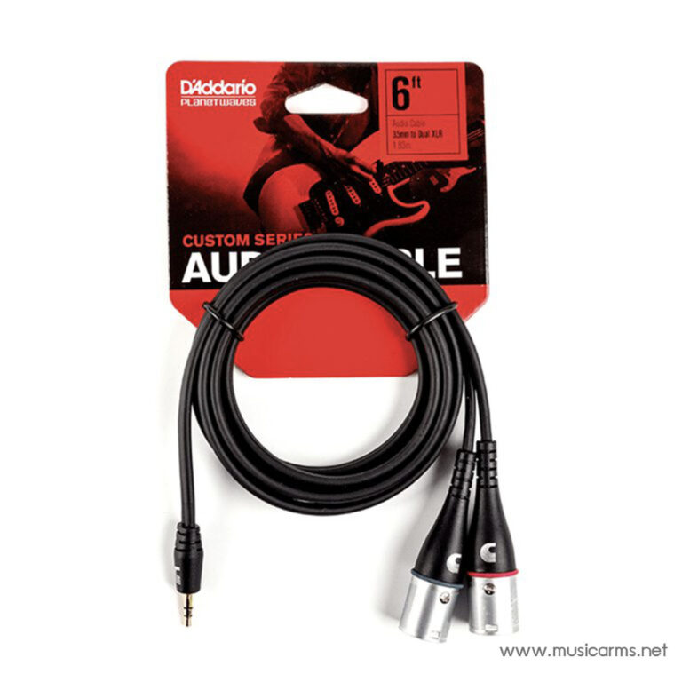 Planet Waves PW-MPXLR-06 สายแปลงแจ็ค Aux จาก 3.5 mm เป็น XLR 2 หัว ยาว 6 ฟุต สำหรับต่อมือถือกับระบบเครื่องเสียง ขายราคาพิเศษ