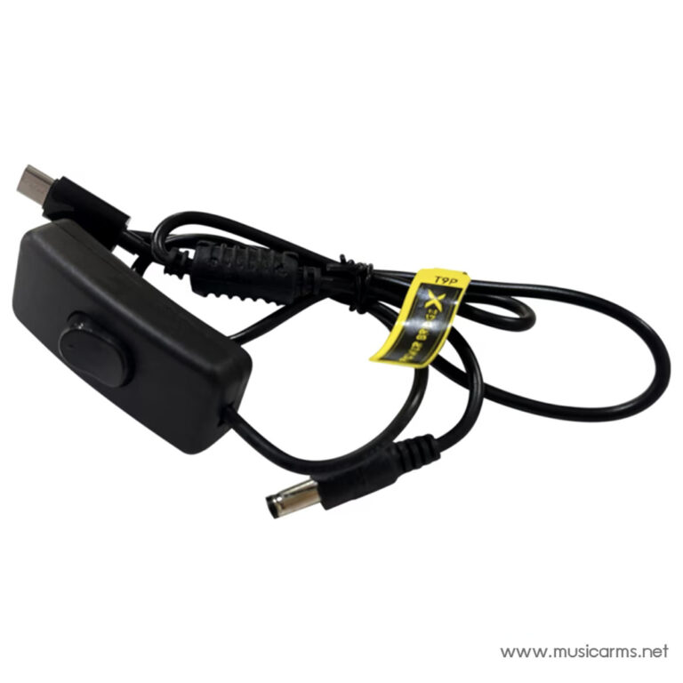 Black inline power adapter with DC barrel plug and attached cord on a white background (few connectors visible). ขายราคาพิเศษ