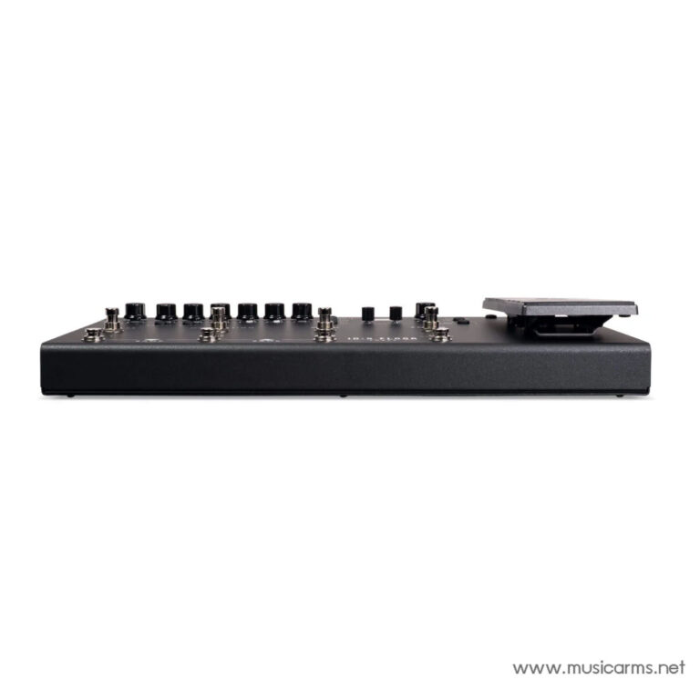 Black multi-effects pedalboard with numerous knobs and a right-side expression pedal. ขายราคาพิเศษ