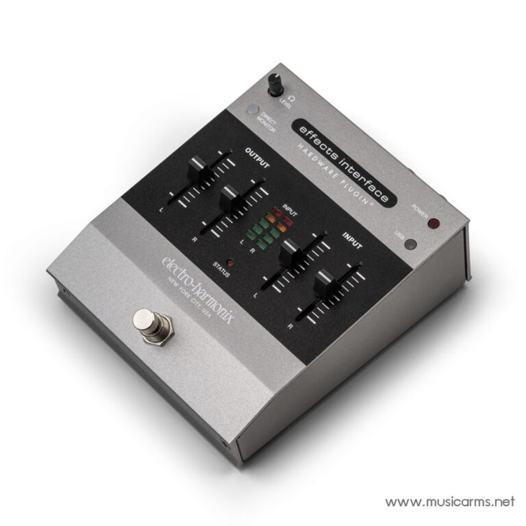 Electro-Harmonix Effects Interface pedal with multiple sliders, LEDs, and footswitch on a silver metal chassis (guitar effects processor) ขายราคาพิเศษ