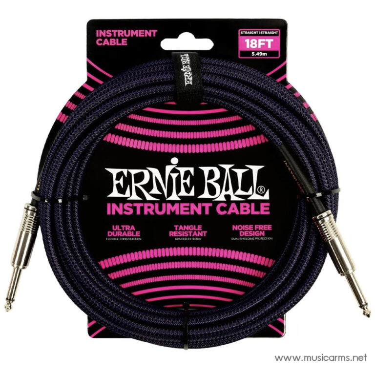 Ernie Ball Braided Cables 18Ft. (5.49m) Straight/Straight สายแจ็ค ขายราคาพิเศษ