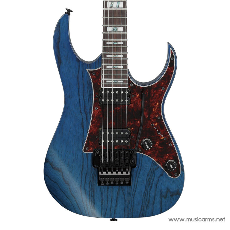 Blue electric guitar with a red tortoiseshell pickguard, two humbucker pickups, and a locking Floyd Rose tremolo bridge. ขายราคาพิเศษ