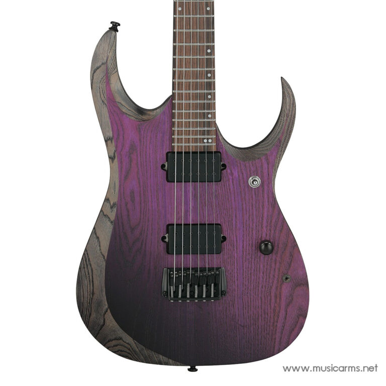 Purple wood-grain electric guitar with two black humbucker pickups and a black bridge, shown from the front with a rosewood fretboard and chrome hardware. ขายราคาพิเศษ