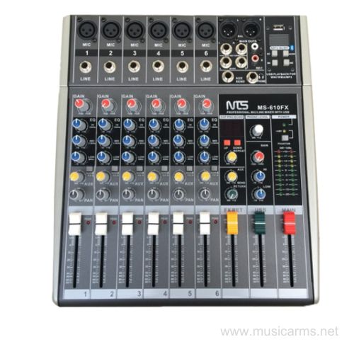 NTS MS-610FX อนาล็อกมิกเซอร์ ช่องเสียบไมค์ 6 ช่อง มอนิเตอร์ 1 Aux